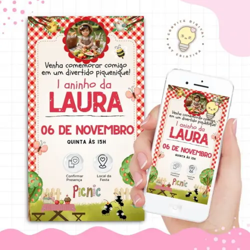 Convite Digital Interativo Picnic com Foto