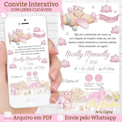 Convite Digital Interativo o Tempo Voa Menina