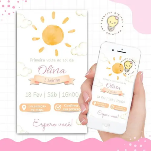 Convite Digital Interativo Primeira Volta ao Sol