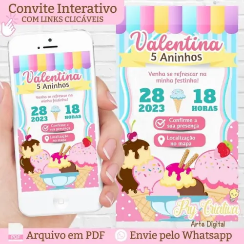 Convite Digital Interativo Sorvete