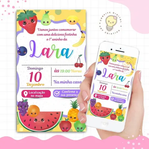 Convite Digital Interativo Tutti Frutti Frutas