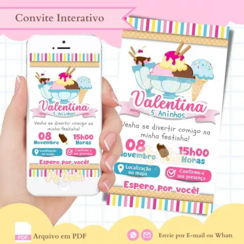Convite Digital Interativo Sorvete