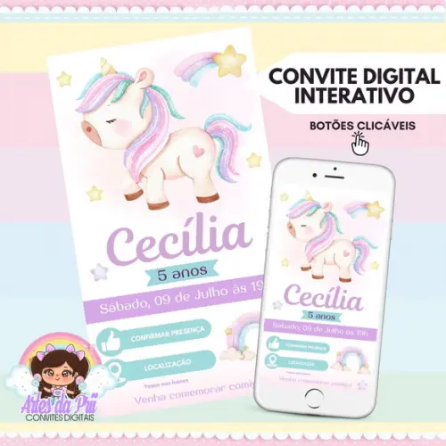 Convite Digital Interativo Unicórnio
