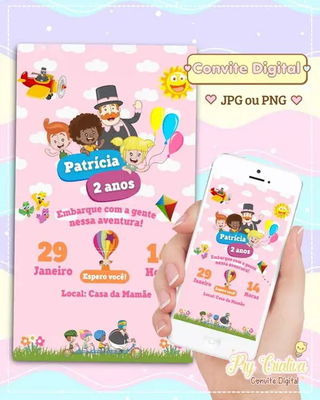 Convite Digital Mundo Bita Rosa