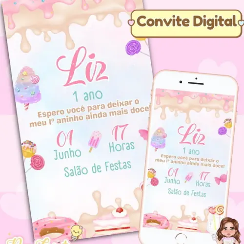 Convite Digital Mundo dos Doces