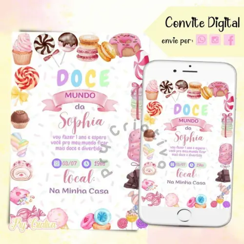 Convite Digital Mundo dos Doces