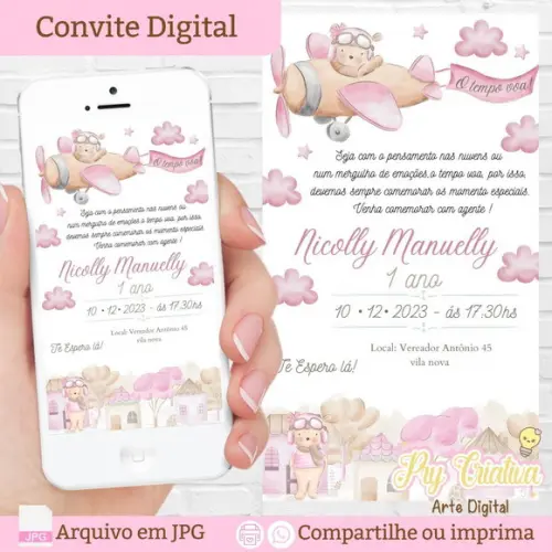 Convite Digital o Tempo Voa Menina