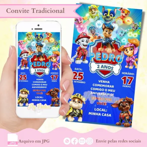Convite Digital Patrulha Canina Super Filhotes