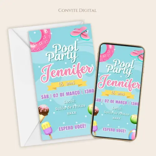Convite Digital Pool Party
