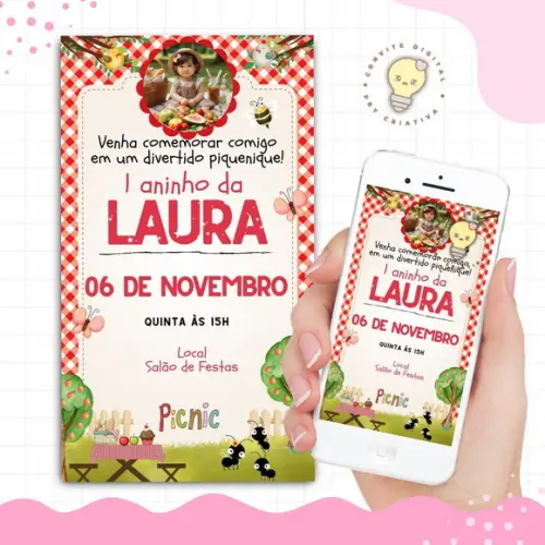 Convite Digital Picnic com Foto