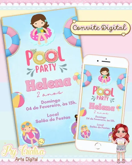 Convite Digital Pool Party