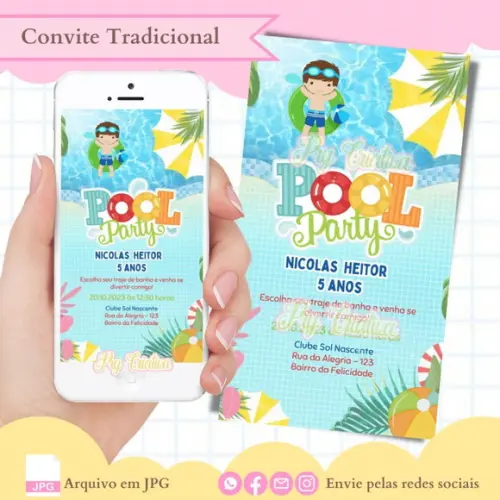 Convite Digital Pool Party