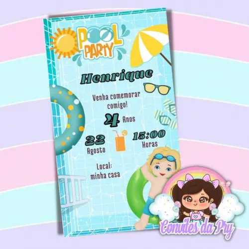 Convite Digital Pool Party
