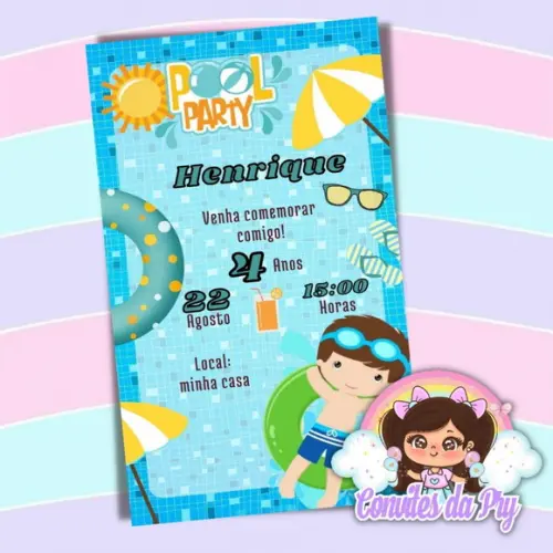 Convite Digital Pool Party
