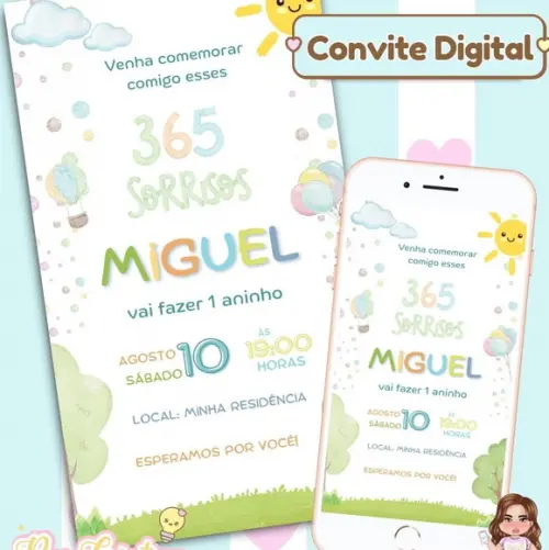 Convite Digital Primeira Volta ao Sol