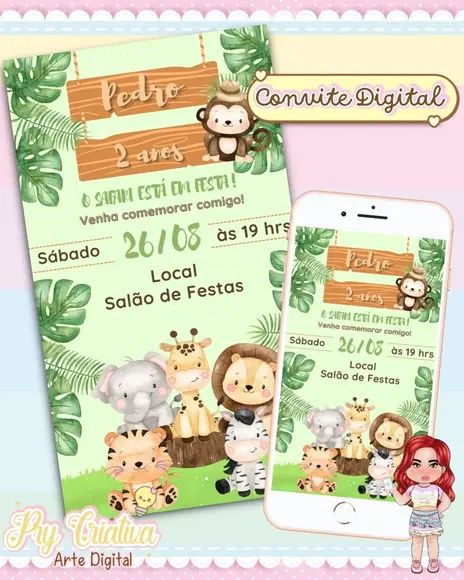 Convite Digital Safari Baby