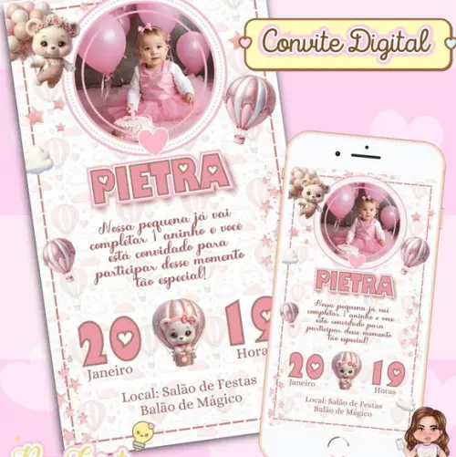 Convite Digital Ursa Baloeira com Foto