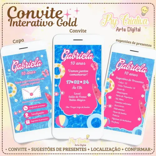 Convite Interativo Animado Pool Party