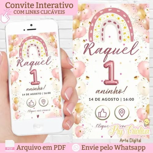 Convite Interativo Boho Arco Íris