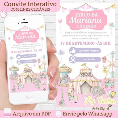 Convite Interativo Circo Rosa