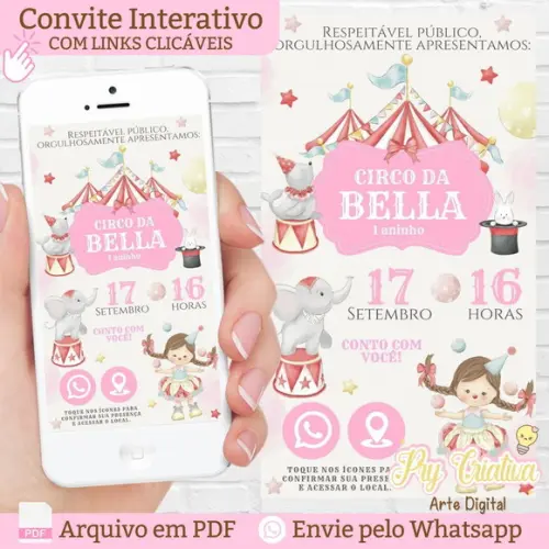 Convite Interativo Circo Rosa