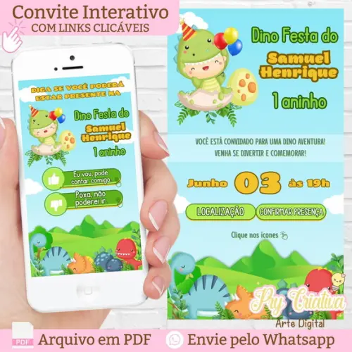 Convite Interativo Dinossauro Baby