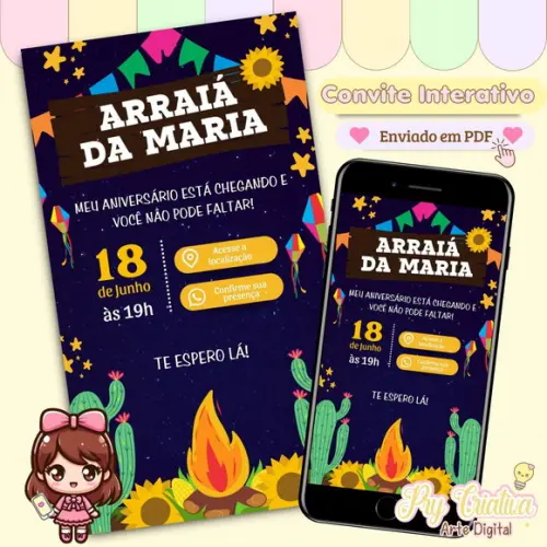 Convite Interativo Festa Junina Arraiá