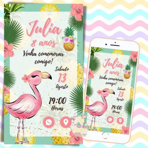 Convite Interativo Flamingo