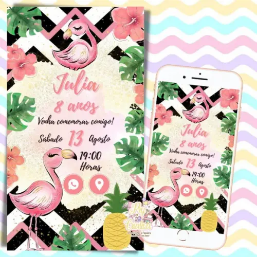 Convite Interativo Flamingo