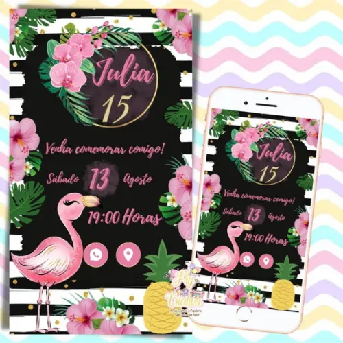 Convite Interativo Flamingo