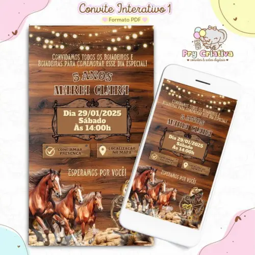 Convite Interativo Haras Cavalo