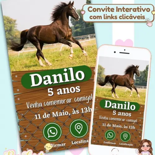 Convite Interativo Haras Cavalo
