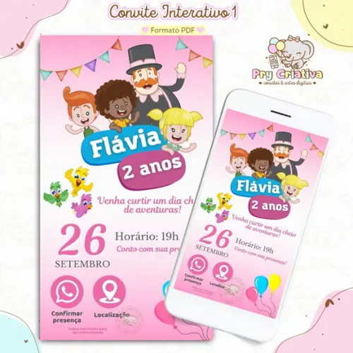 Convite Interativo Mundo Bita Menina