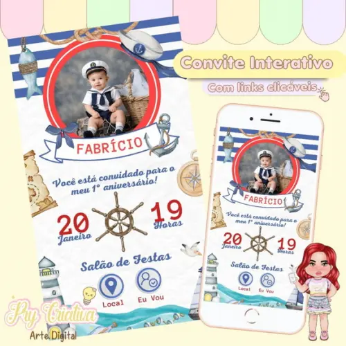 Convite Interativo Marinheiro com Foto