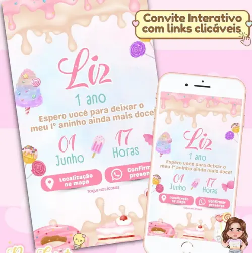 Convite Interativo Mundo dos Doces