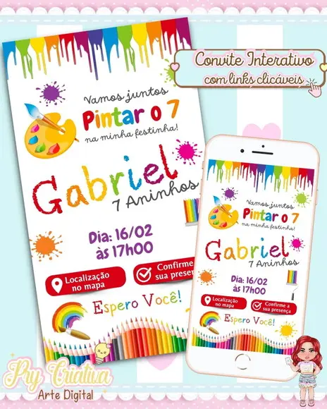 Convite Interativo Pintando o 7