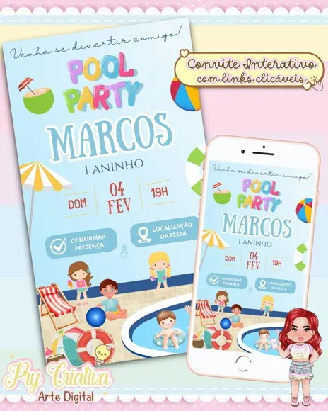 Convite Interativo Pool Party