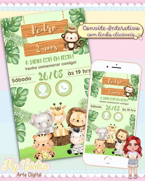 Convite Interativo Safari Baby