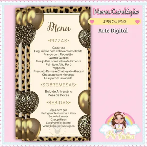 Menu Cardápio Arte Digital Oncinha