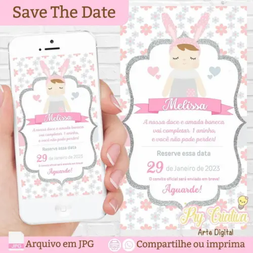 Save The Date Bonecas Metoo/digital