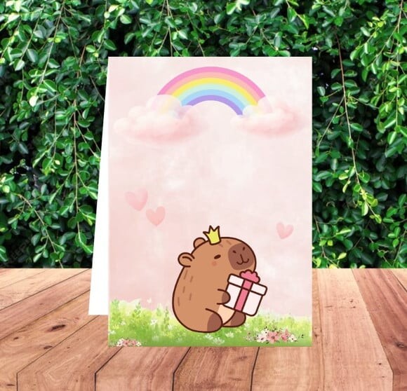 Arquivo Digital Plaquinha Capivara Cute Studio e pdf s/ Nome