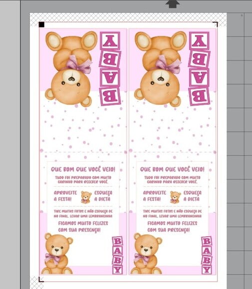 Arquivo Digital Plaquinha Ursinho Rosa Studio e pdf sem Nome