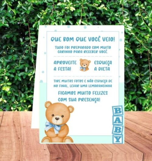 Arquivo Digital Plaquinha Ursinho Azul Studio e pdf sem Nome
