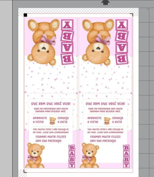 Arquivo Digital Plaquinha Ursinho Rosa Studio e pdf sem Nome