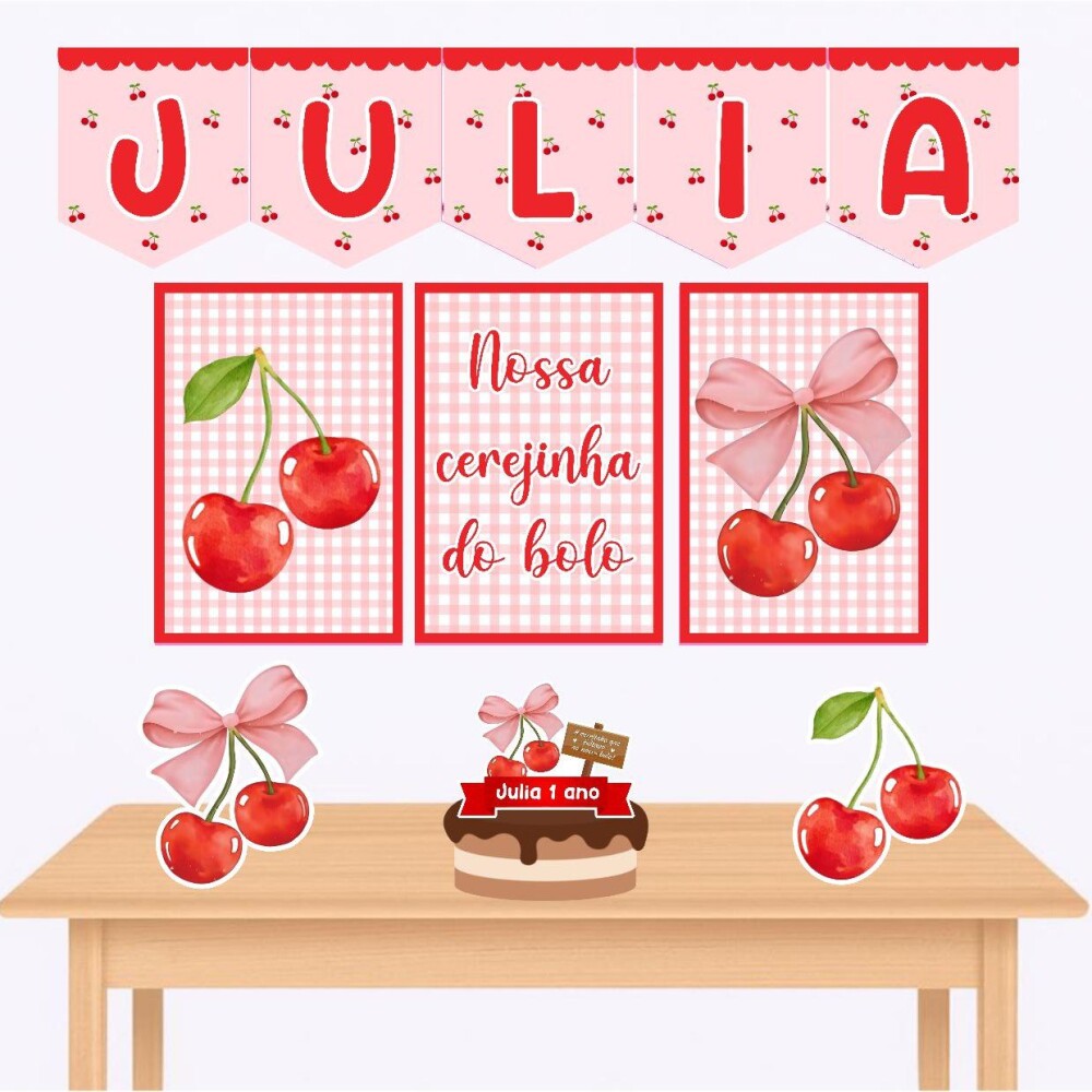Kit só um bolinho cerejinha kit festa cerejinha personalizado