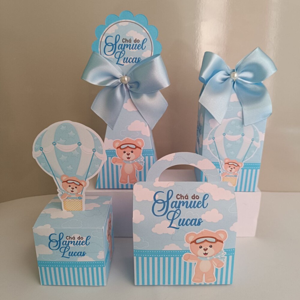 Kit Personalizados ursinho baloeiro kit festa chá de bebê ursin