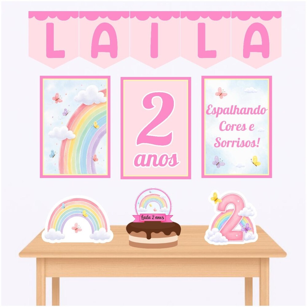 Kit só um bolinho arco íris kit festa arco íris personalizado