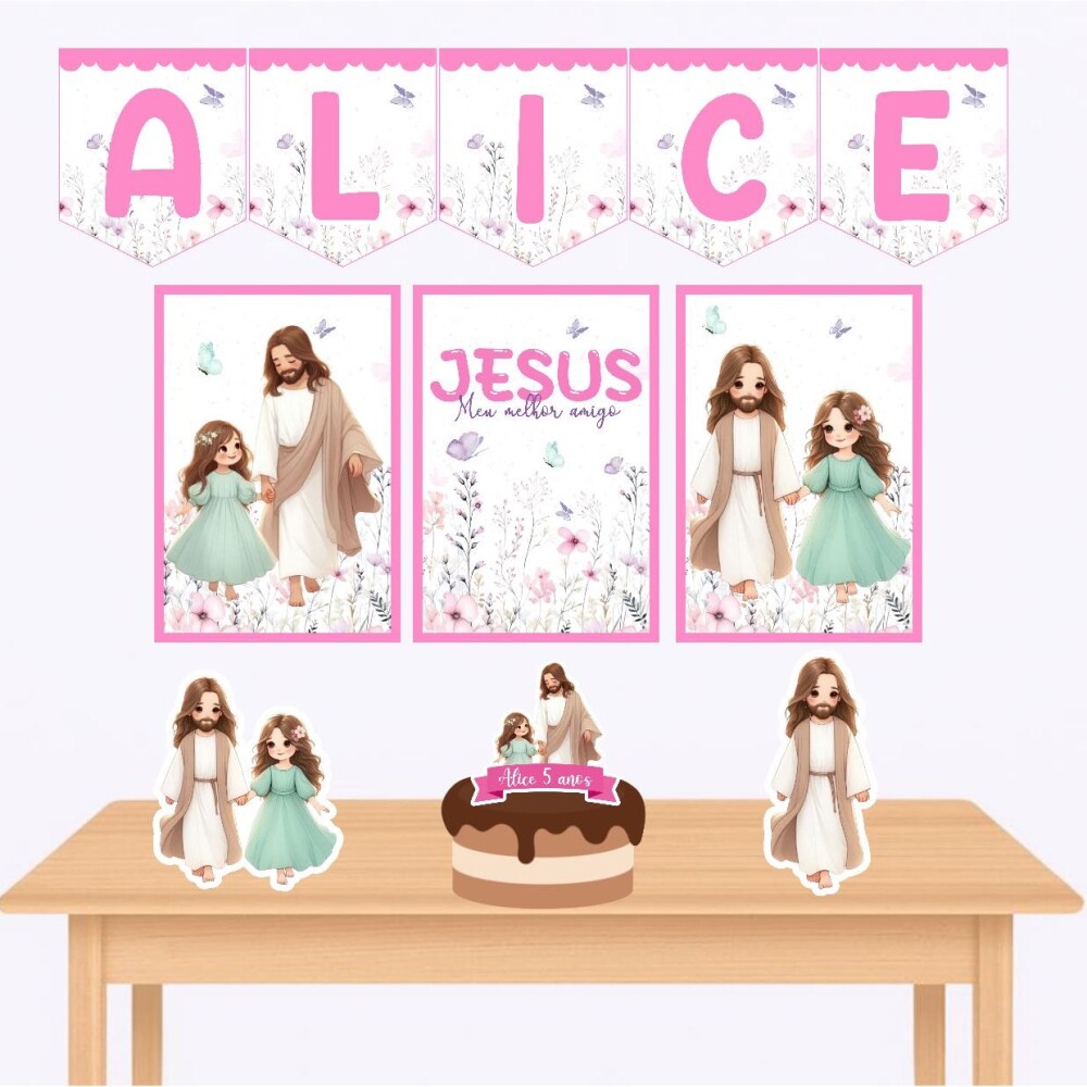 Kit só um bolinho Jesus kit festa Jesus menina personalizado