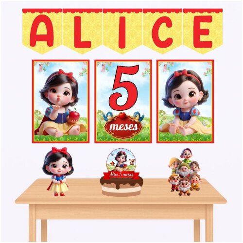 Kit só um bolinho branca de neve kit festa branca de neve baby kit mesversário branca de neve personalizado