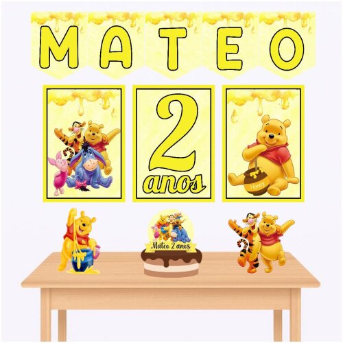 Kit só um bolinho ursinho pooh kit festa ursinho pooh kit mesversário  ursinho pooh personalizado